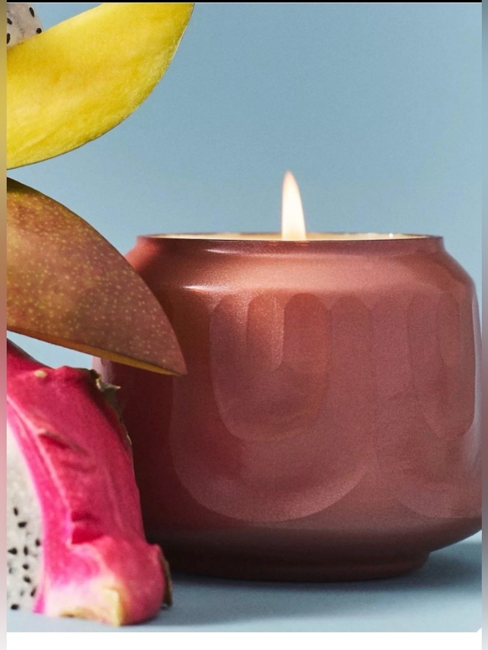 Anthropologie Glass Gather Candle Fruity  Dragon Fruit & Mango Metallic Rose